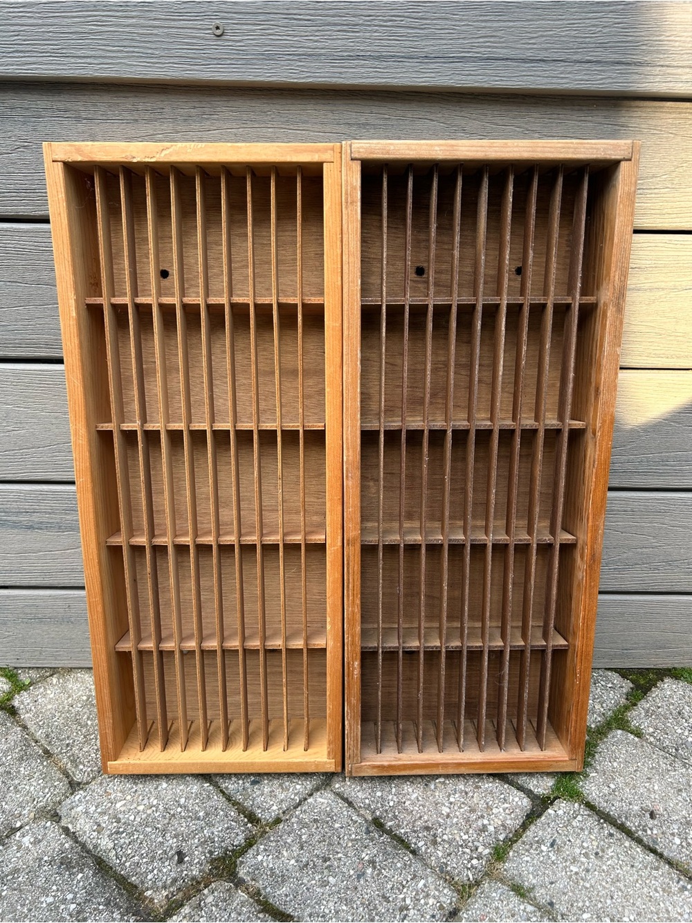 2 Vintage NAPA VALLEY wooden wall-mounted cassette tape storage racks